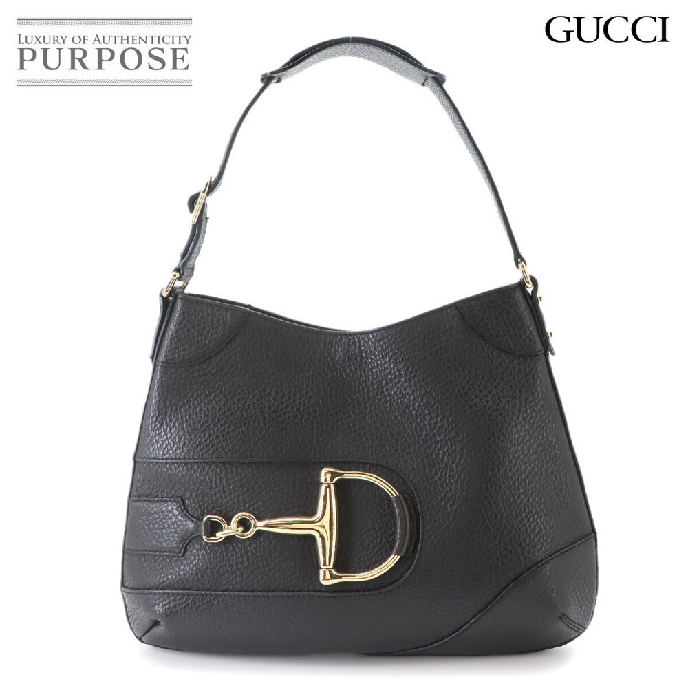 Gucci Horsebit Leather Shoulder Bag Black